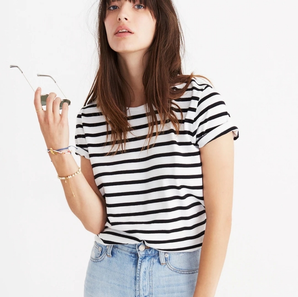Madewell Striped Tie-Back Tee XS - Picture 4 of 7